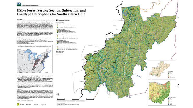 Cover of Research Map 10, USDA Forest Service section, subsection, and landtype descriptions for southeastern Ohio. Image by USDA Forest Service