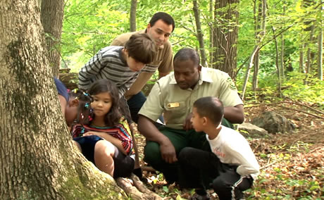 A Forest in the City and A City in the Forest, both featuring Jessie Scott, our Urban Connections representative in Boston, show kids just how much nature is in their urban neighborhood. Screen shot by WGBH Boston