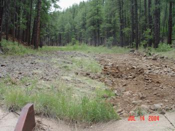 The Woods Canyon stilling pond after it had been leveled.