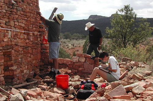 A photo of Archeologists work on the Silver Creek Archeological Project