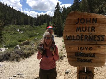Carly Gibson with son at the John Muir Trail on the Inyo National Forest