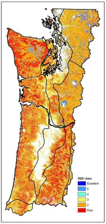Figure showing elk nutrition. Results for western Oregon and Washington are depicted.
