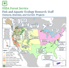 Image of map of Fish and Ecology Research Staff areas.