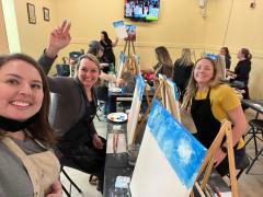 Paint night for Leslie Zollinger, Amy Haas and Kelly Phillips. 