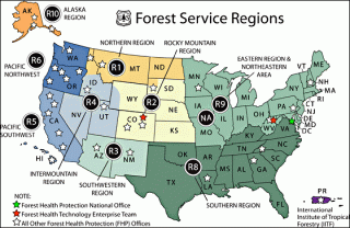 Map of the Forest Service regions