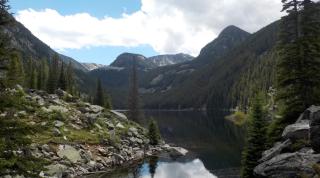 Image of a scenic view of a mountain lake.