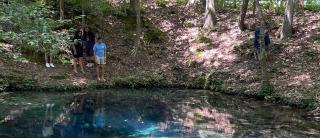 Students gaze at the iconic Council Spring.