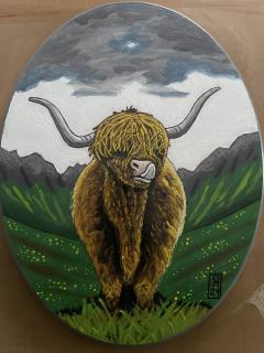 Painting of a buffalo in the forest