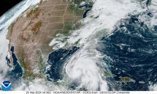 Image shows a satellite image of Hurricane Helene in the Gulf of Mexico.