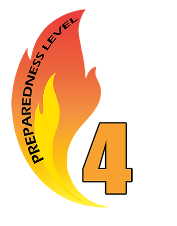 A flame rising up to the left of the number 4