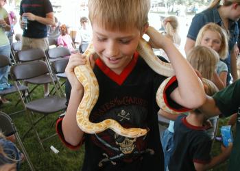 Kids got a close-up exposure to snakes and lizards at Venture Outdoors Festival