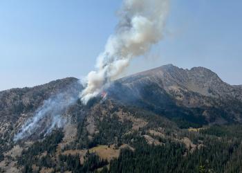 smoke plume on mountain