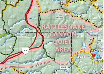 An image of the Rattlesnake Canyon Quiet Area map.