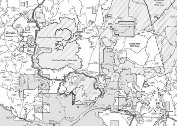 Image of a portion of the Coconino NF Snowmobile MVUM Map.