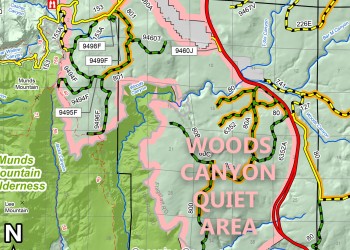 A portion of the Woods Canyon Quiet Area map.