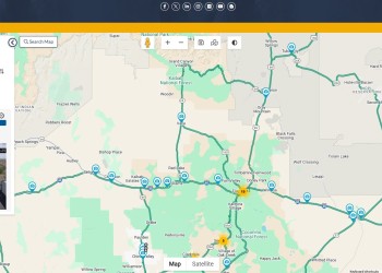 Screenshot of the AZ 511 webpage displaying highways and associated conditions on Arizona highways.