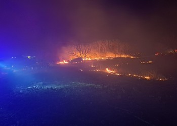 A fire at night