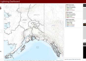A screenshot of an interactive map and other data.