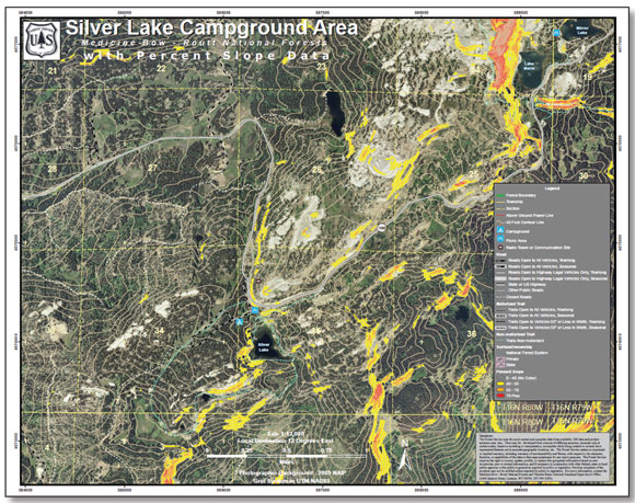 Image of a GIS reconnaissance map used to identify high-priority areas for danger tree mitigation.