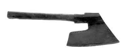 Photo of an 18th-century Germanic goose-wing hewing ax.