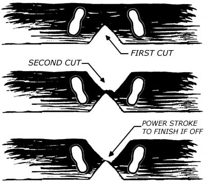Drawing of the top-view sequence of cuts.
