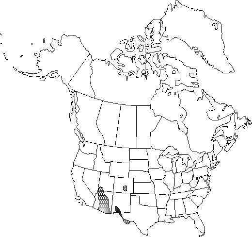 Map of the range of Aquilegia chrysantha in North America.